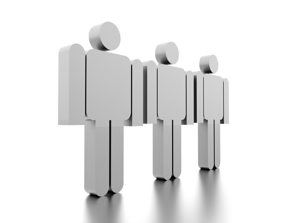 Silver abstract man figure rendered on white background