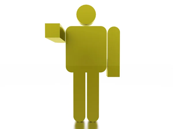 Groen abstracte man figuur weergegeven op witte achtergrond — Stockfoto