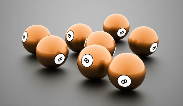 在普通的白色背景上的八个球 — 图库照片