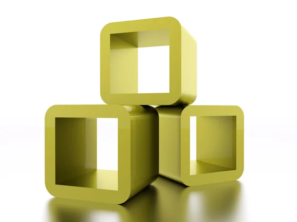 レンダリングされる抽象的な幾何学的なキューブ コンセプト — ストック写真