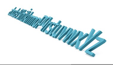 Beyaz arka plan üzerinde işlenen alfabe kavramı