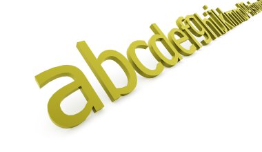 Beyaz arka plan üzerinde işlenen alfabe kavramı