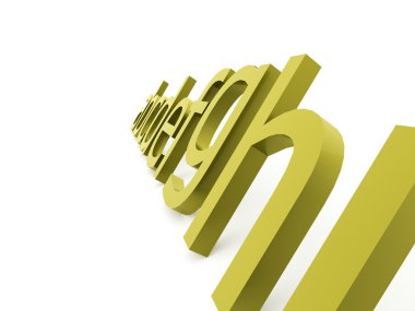 Beyaz arka plan üzerinde işlenen alfabe kavramı