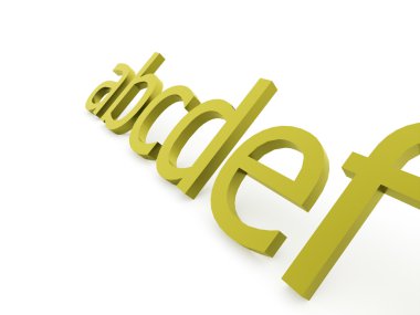 Beyaz arka plan üzerinde işlenen alfabe kavramı