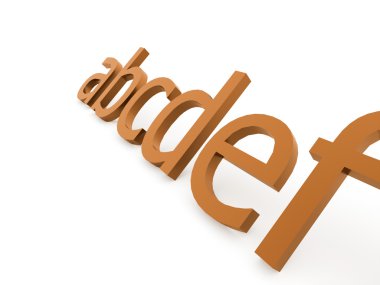 Beyaz arka plan üzerinde işlenen alfabe kavramı