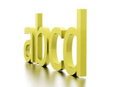 Beyaz arka plan üzerinde işlenen alfabe kavramı