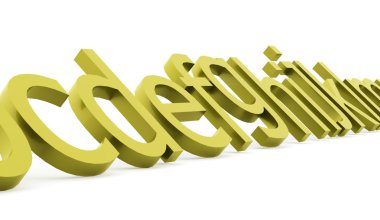 Beyaz arka plan üzerinde işlenen alfabe kavramı