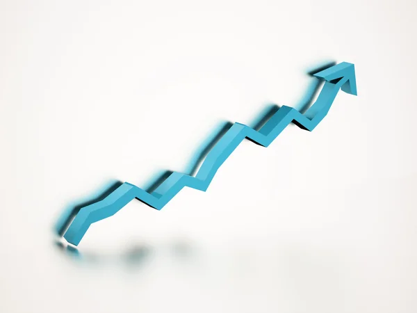 Blue business graph chart arrow rendered — Stock Photo, Image