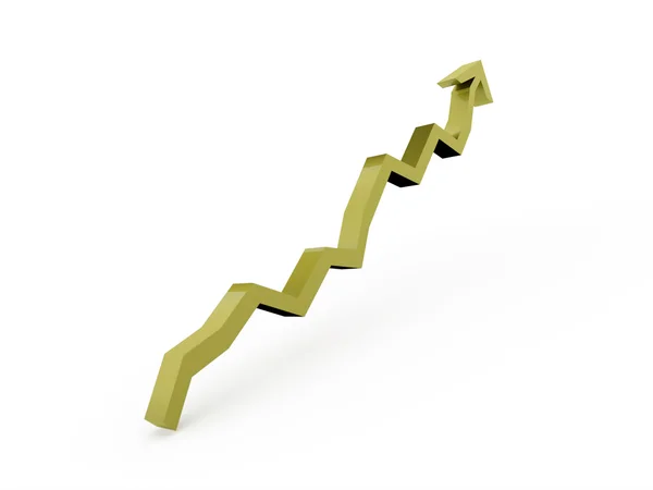 Gráfico de negócios verde seta gráfico renderizado — Fotografia de Stock