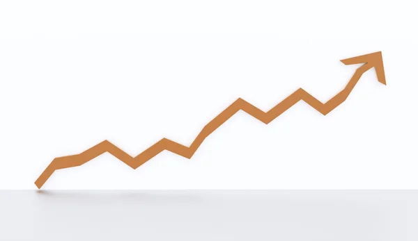 Gráfico de negócios laranja seta gráfico renderizado — Fotografia de Stock