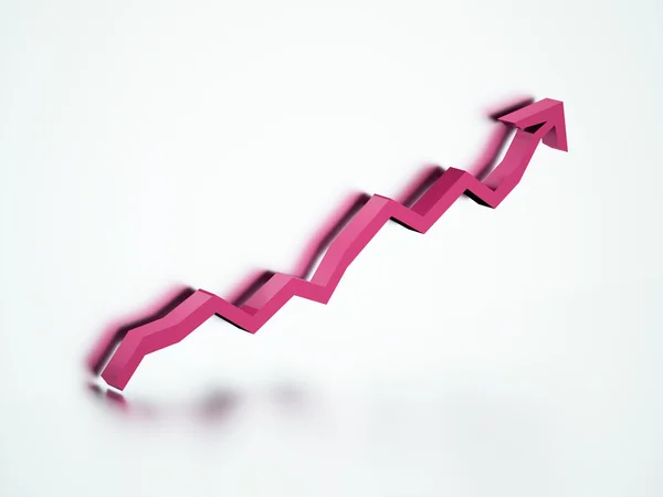 Pink business graph chart arrow rendered — Stock Photo, Image