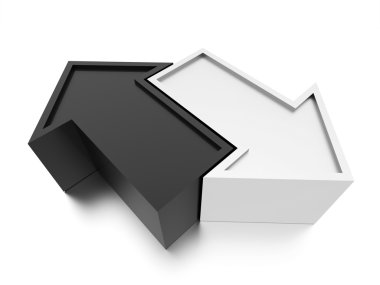 Beyaz arka plan üzerinde işlenen iş okları kavramı