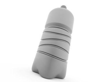 Beyaz zemin üzerine işlenmiş plastik şişe