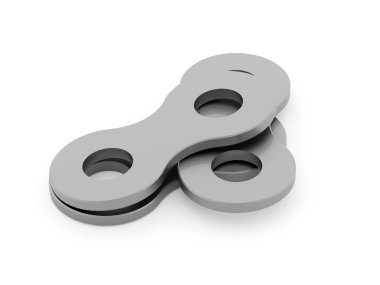 Beyaz arka plan üzerinde işlenen Bisiklet zinciri