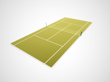 Tenis Kortu izole üzerinde beyaz arka plan render