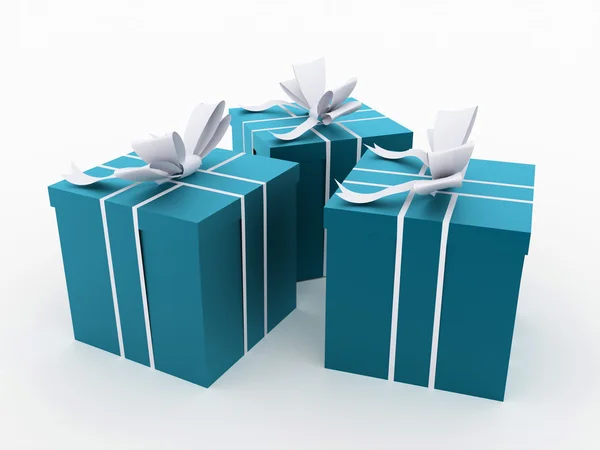 Christmas present with ribbon rendered — Stock Photo, Image