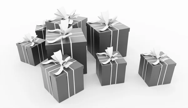 Christmas present with ribbon rendered — Stock Photo, Image