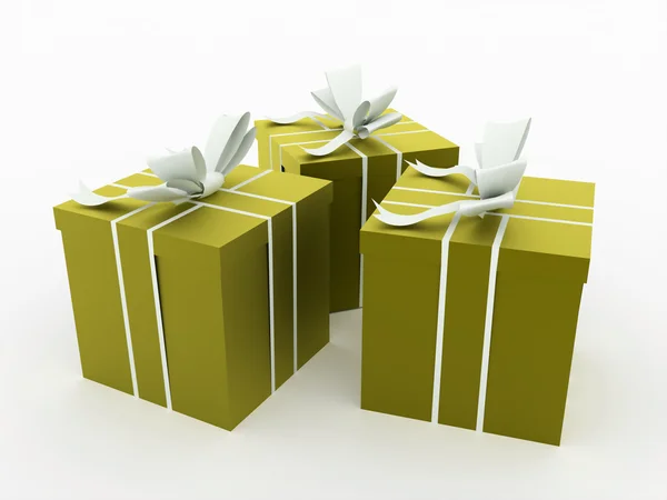 Christmas present with ribbon rendered — Stock Photo, Image