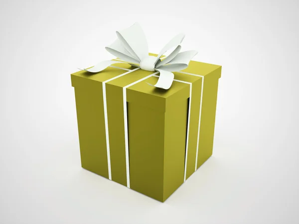 Christmas present with ribbon rendered — Stock Photo, Image