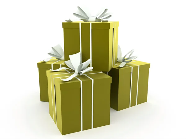 Christmas present with ribbon rendered — Stock Photo, Image