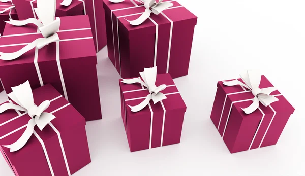 Christmas present with ribbon rendered — Stock Photo, Image