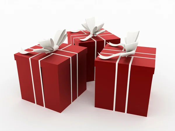 Christmas present with ribbon rendered — Stock Photo, Image