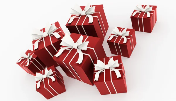 Christmas present with ribbon rendered — Stock Photo, Image