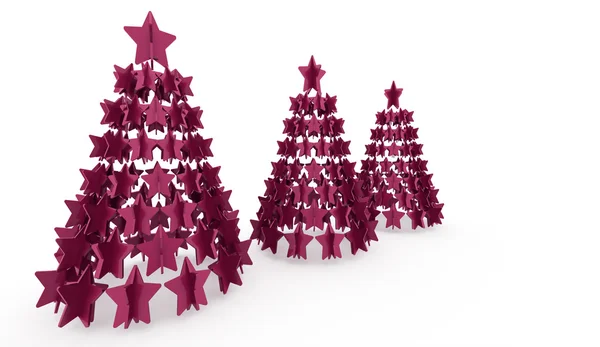 Moderní abstraktní vánoční strom s hvězdami vykreslení — Stock fotografie