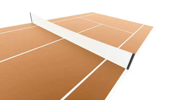 テニスコートの分離の白い背景のレンダリング — ストック写真