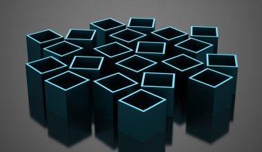 3D küp işlenen iş kavramı arka plan