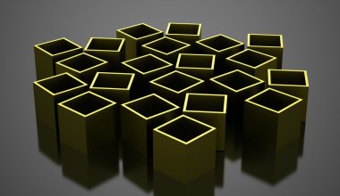 3D küp işlenen iş kavramı arka plan