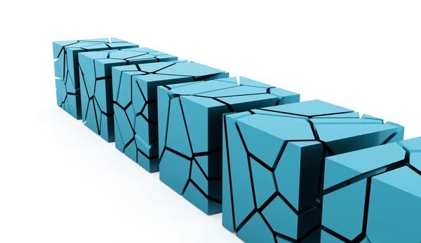 Cracked blue cube. — Stock Photo, Image