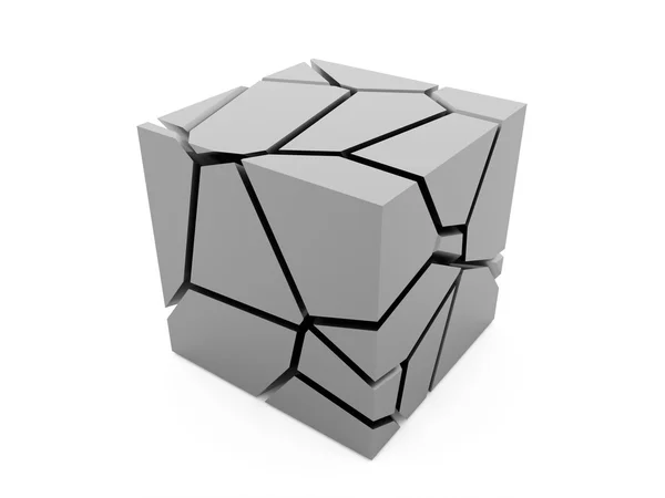 Cracked blue cube. — Stock Photo, Image