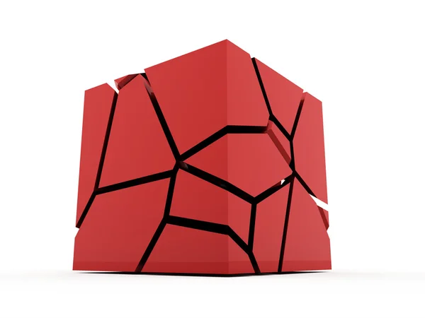 Cracked blue cube. — Stock Photo, Image