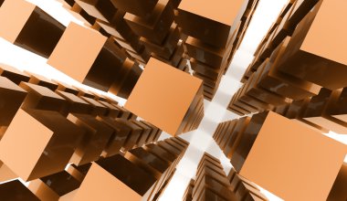 Soyut küpleri arka plan beyaz arka plan üzerinde işlenen