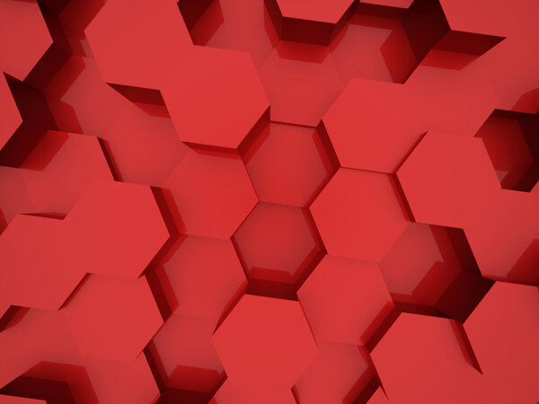 Red abstract hexagonal business background rendered