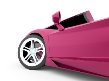 Beyaz arka plan üzerinde işlenen yarış araba detay