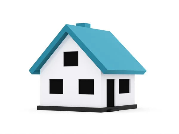 A small houses with blue roof on a white background — Stock Photo, Image