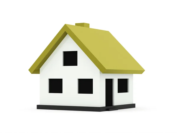 A small houses with green roof on a white background — Stock Photo, Image