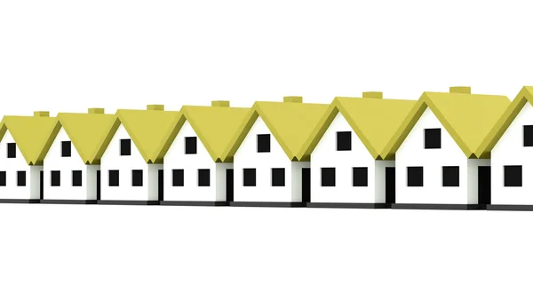 Uma pequena casa com telhado verde sobre um fundo branco — Fotografia de Stock