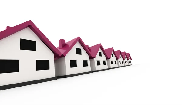 A small houses with pink roof on a white background — Stock Photo, Image