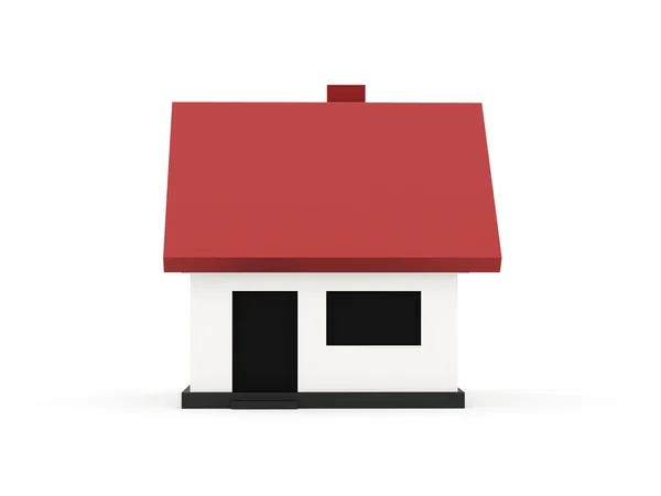Une petite maison au toit rouge sur fond blanc — Photo