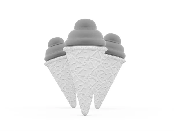 Ice cream black and white isolated — Stock Photo, Image