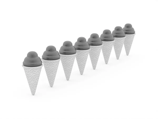 Ice cream black and white isolated — Stock Photo, Image