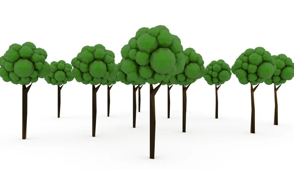 Arbres 3D rendus isolés — Photo