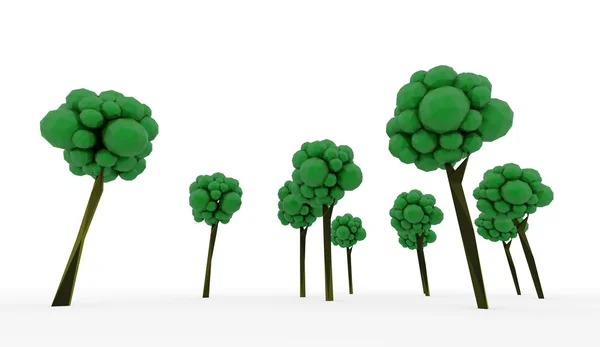 Árvores 3D renderizar isolado — Fotografia de Stock