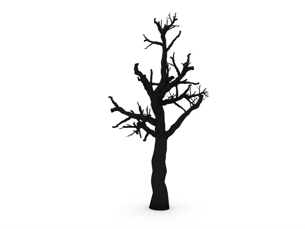 Drzewa bez liści renderowane na białym tle — Zdjęcie stockowe
