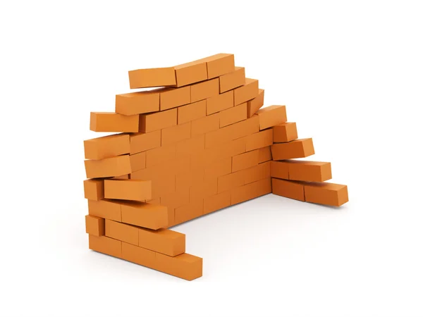 Parede de tijolo laranja demolição — Fotografia de Stock