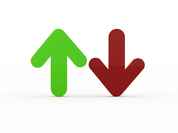 赤と緑の矢印のビジネス概念の分離の白い背景をレンダリング — ストック写真