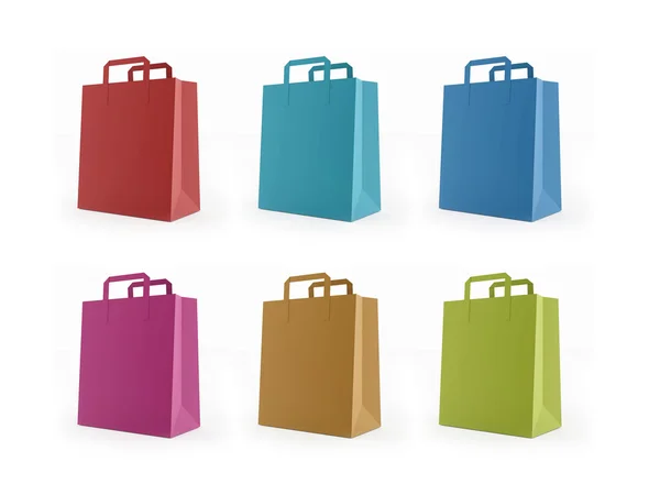 Six colored shopping bag rendered isolated — Stock Photo, Image